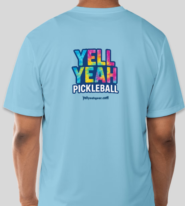 Light Blue Tie Dye Lettering Cool Dry Performance T-shirt